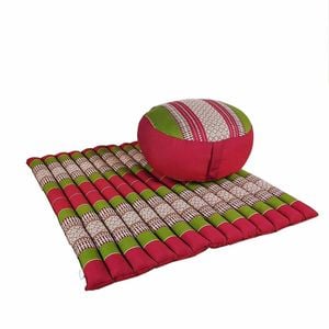 Handmade Zafu & Zabuton Meditation Set - Organic Kapok Round Cushion And Mat For Posture Support