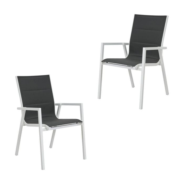 Outie 2pc Set Aluminium Outdoor Dining Chair White