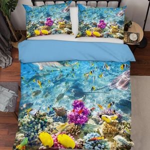 3D Blue Seabed Coral Fish Quilt Cover Set Bedding Set Pillowcases 79