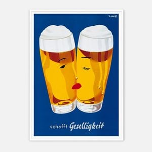Galrie Schafft Geselligkeit Beer Poster - Classic Vintage Advertising Art Print, White Frame, A4 21 x 30cm (8 x 12inch)