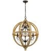 Telbix Florin Industrial Pendant Hanging Lamp Light Glass Wood Metal Clear Wood Iron