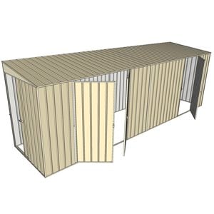 Build-a-Shed 1.5 x 6 x 2m Skillion Double and Single Hinged Side Doors Shed - Cream