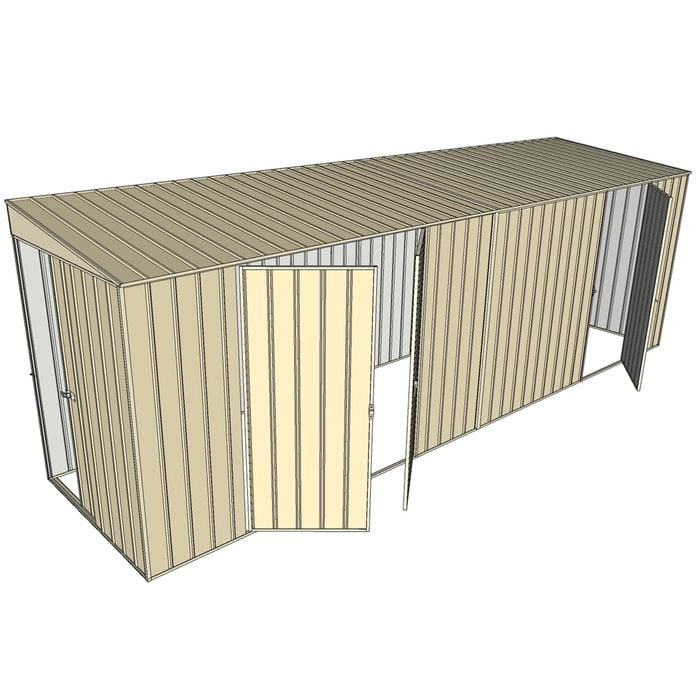 Build-a-Shed 1.5 x 6 x 2m Skillion Double and Single Hinged Side Doors Shed - Cream