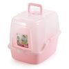 Cat Litter Toilet Box with Hooded Top Flap Door Pink