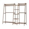 Oikiture Clothes Rack Open Wardrobe Garment Coat Hanging Rail Bamboo 9 Shelves