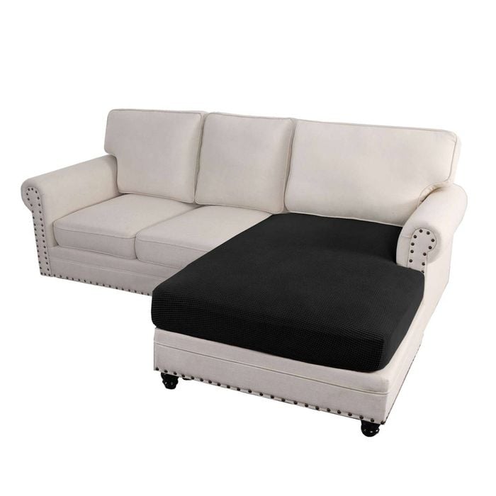Smarcute 2 Seater Sectional Sofa Couch Lounge Chaise Cushion Seat Cover Black (1 Chaise Seat Only)