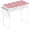 Advwin 80cm Small Desk with 2 Drawers and Storage Bag Makeup Vanity Desk Pink