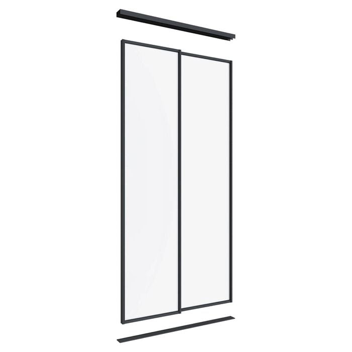 Lugna 2400 x 1200mm Black Optiglass Panels Wardrobe Double Sliding Doors