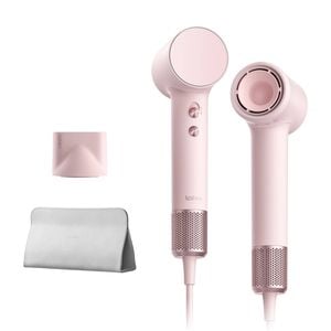 Laifen Mini High-Speed Hair Dryer – Coral Pink with smooth nozzle and storage bag included.