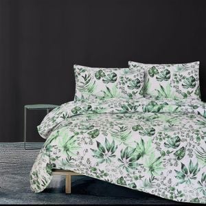 Amsons Pure Cotton Groove King Bedspread Set - Green/White