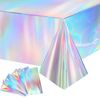 Catzon 4 Pcs Iridescent Laser Plastic Tablecloths Rectangle
