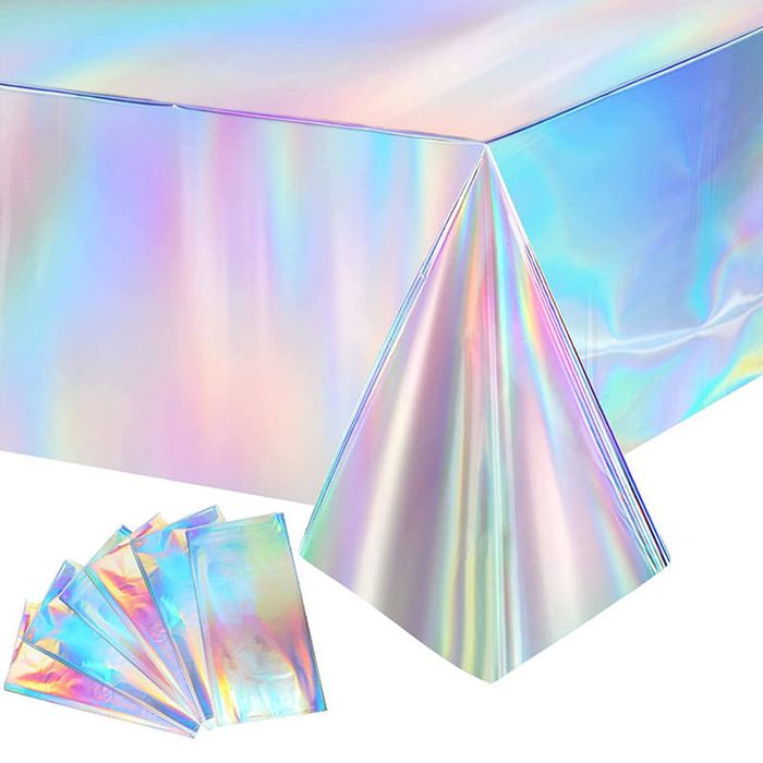 Catzon 4 Pcs Iridescent Laser Plastic Tablecloths Rectangle