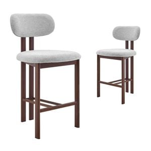 Hilda Dining Stools Pair (Set of Two) Grey and Walnut