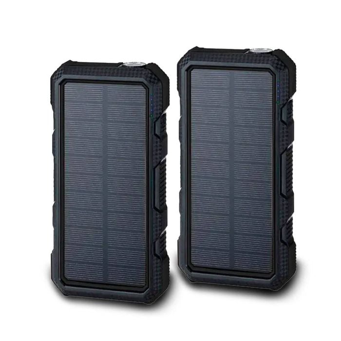 Maxxlee 2x BLACK 20000mAh Qi Wireless Charger Solar Power Bank 18W PD Type C QC3.0 Dual USB Fast Charging