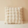 CottonMore Super Soft Faux Rabbit Plush Square Cushion Sofa Pillow Cover Cream - 50cm x 50cm