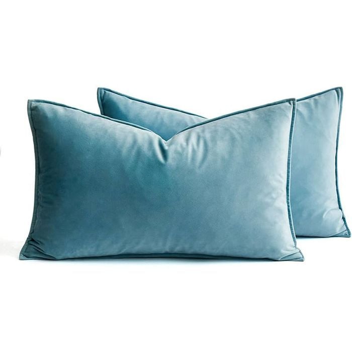 Catzon 2 Pcs Decorative Velvet Throw Pillow Covers Soild for Home Car 30X50cm-Lake Blue