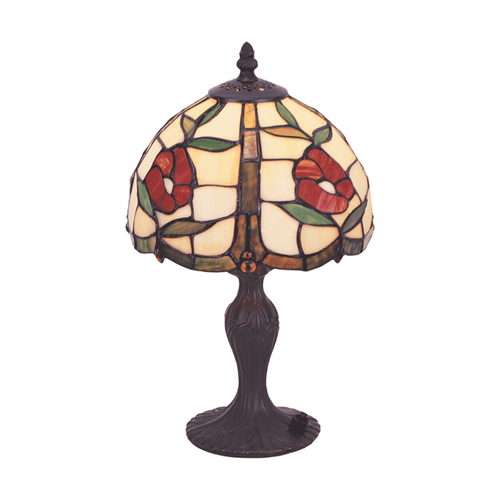 G&g Red Rose Tiffany Table Lamp