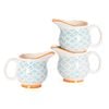 Nicola Spring 3 Piece Hand Printed Milk Jugs Set - Stoneware Tea Coffee Cappuccino Pitchers - 300ml