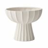 SK Designer Living | Vela Fluted White Ceramic Pedestal Bowl | 23cm