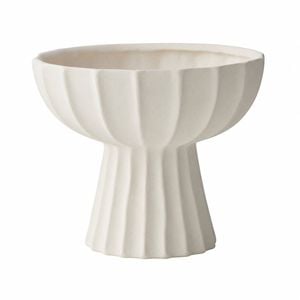 SK Designer Living | Vela Fluted White Ceramic Pedestal Bowl | 23cm