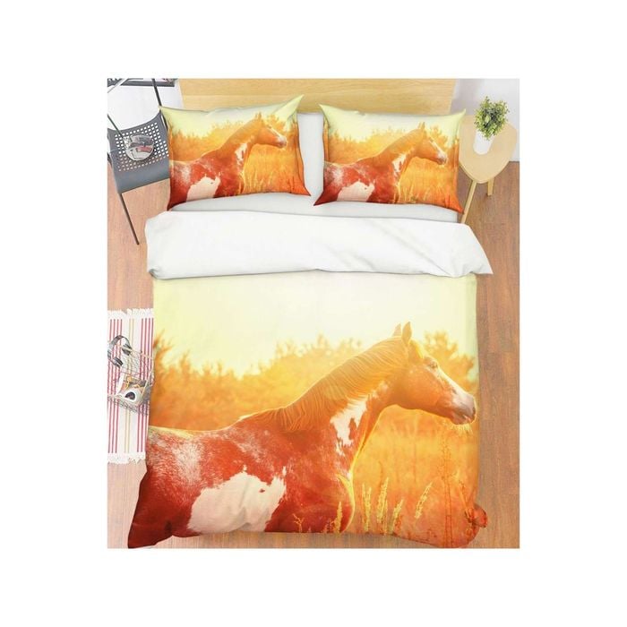 3D Sunshine Animal Horse 47 Bed Pillowcases Quilt Queen Size