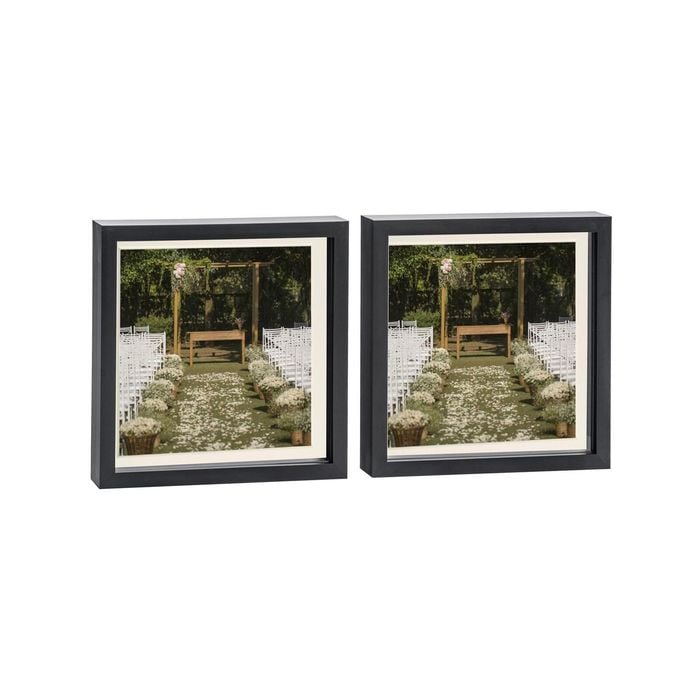 Nicola Spring 10" X 10" Black 3d Box Photo Frames - 8" X 8" Mount - Pack Of 2