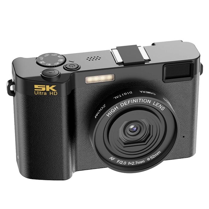 64MP 5K UHD Digital Camera 3" IPS Display WiFI 18x Zoom - Black