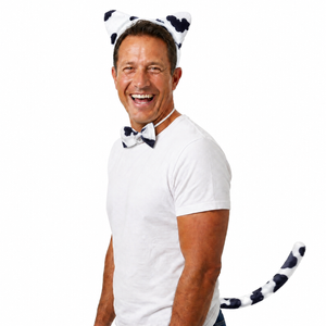 3pcs Set Animal Costume Dress Up Party Bow Tie Tail Ears Book Week - Dairy Cattle Cow - Black/White | Dairy Cattle (Cow)