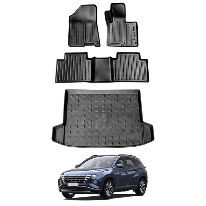 3D All-Weather Car Boot Liner Floor Mats for Hyundai Tucson 2021-2024 Trunk Cargo Mat Carpet