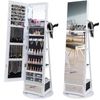 Costway 4 In 1 Swivel Jewelry Organizer Makeup Storage Cabinet White