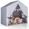 Costway Kids Play Tent W/mat Solid Wood Frame Playhouse Castle Grey