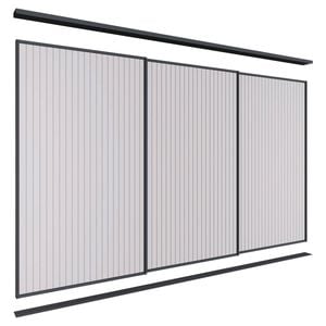 Lugna 2100 x 2701-3600mm Black VJ Panels Wardrobe Triple Sliding Doors