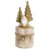 LVD Metal/Wood Santa/Tree Stump Christmas Holiday Decoration 7x18.5cm Gold