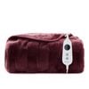 Dreamaker Basketweave Faux Fur Washable Electric Heated Throw Blanket Cherry - 130x160cm | Overheat Protection & Auto-off