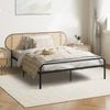 Oikiture Bed Frame Single Size Metal Base with Rattan Headboard
