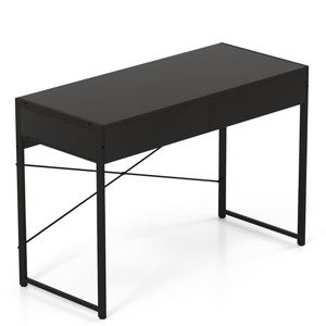 Costway 112cm Computer Desk W/2 Drawers Metal Frame Study Writing Table