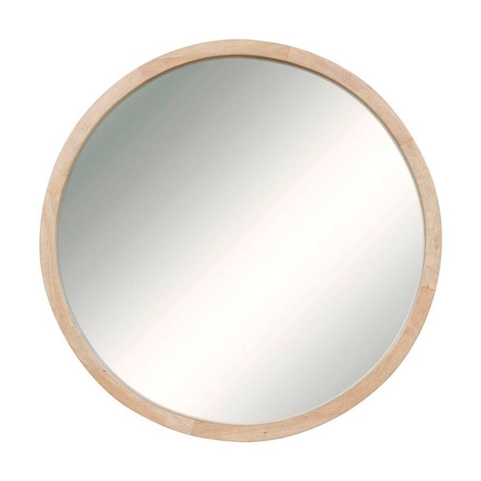 1825 Interiors Finland Round Mirror Rubberwood Frame W/ Wall Mount Kit Natural