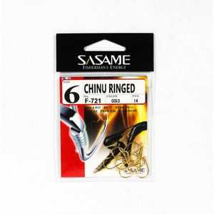Sasame F721 Chinu Ringed Gold Colour Offset Fishing Hook 6