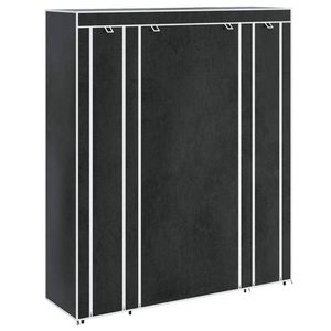 vidaXL Wardrobe with Compartments and Rods 5 Tier Black Fabric Organiser Shelf