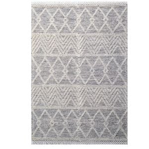 Aura Flatwoven Designer Wool Rug 6235 - Ivory/black - 160x230cm