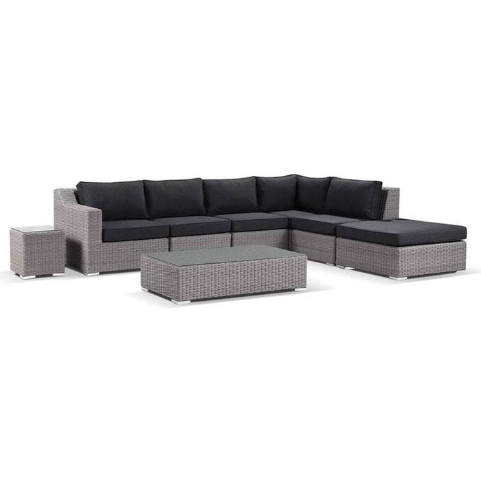 Milano Corner Chaise Lounge /coffee Table Left & Denim Grey Cushion