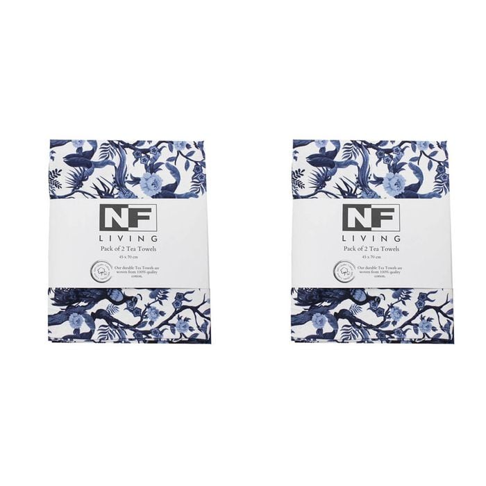 2x 2pc NF Home & Entertaining Essentials Bluebird Tea Towel 25x18cm Birds Blue