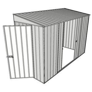 Build-A-Shed 1.2 x 3.0 x 2.0m Tunnel Shed Tunnel Hinged Door with 2 Sliding Side Doors - Zinc