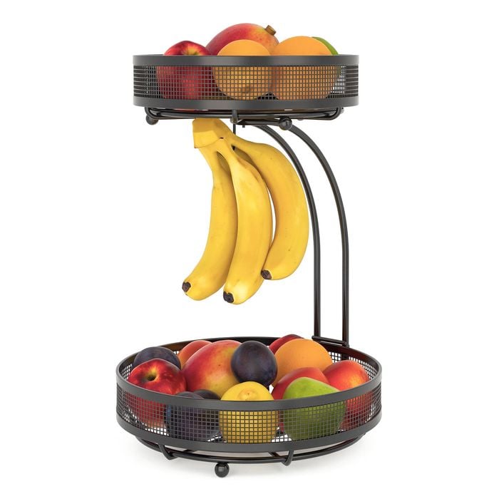 ADIVO 2 Tier Fruit Bowl Metal Kitchen Fruit and Vegetable Storage Basket
