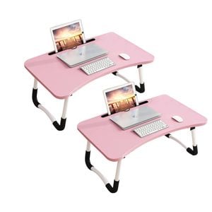 SOGA 2X Pink Adjustable Foldable Bed Sofa Table