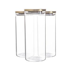 Argon Tableware Glass Storage Jars with Metal Lids - 1.5 Litre - Pack of 3