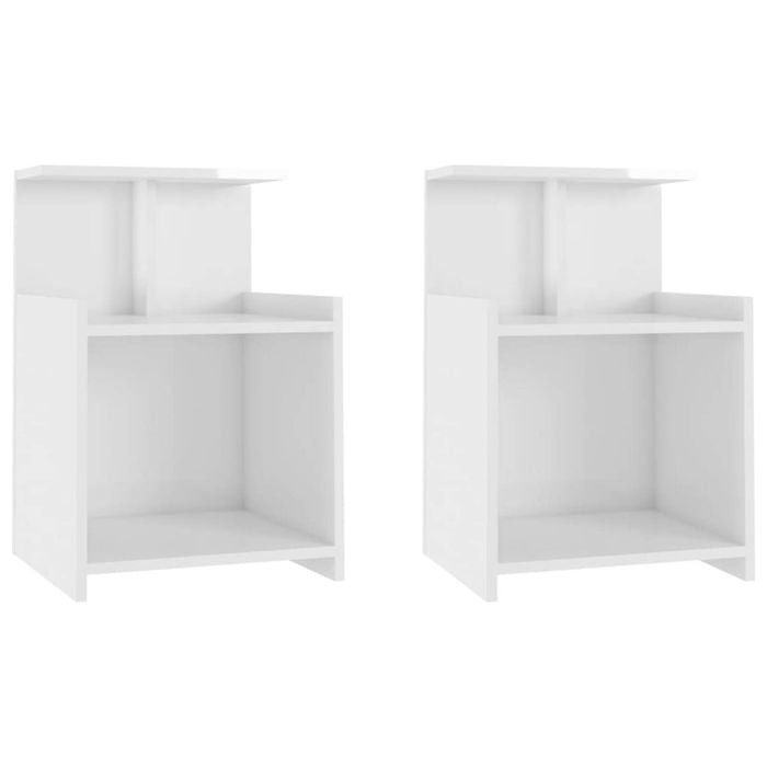 vidaXL 2x Bed Cabinets High Gloss White Nightstand Storage