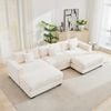 Homfurn 326cm Oversized 3 Seater Sofa with Chaise, Corduroy Large Sectional Couches with 2 Footstools