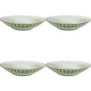 4x LVD Glass Dish Serve Plate Decorative Home/Dining Tableware 19.5cm Moss/Gold