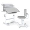 Costway Tilt Kid Study Desk & Chair Set Adjustable Writing Table Set Grey